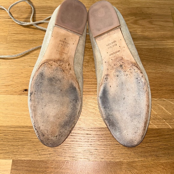 DVF Diane Von Furstenberg Gold Ballet Flats with Ankle Tie Up Size 6.5 - Picture 4 of 6